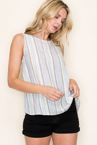 Navy Stripe Linen Top