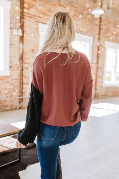 Caffe Latte Color-Block Sweater