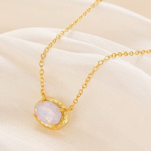 Oval Gemstone Charm Pendant Necklace - More Colors!