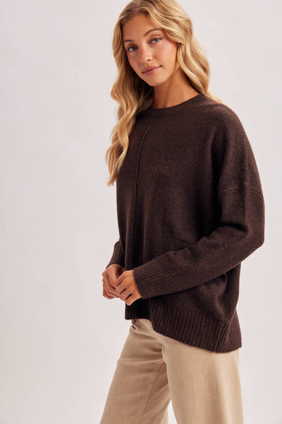 Chocolate Center Seam Oversized Knit Sweater