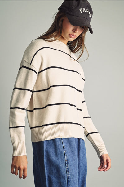 Beige & Black Stripe Sweater
