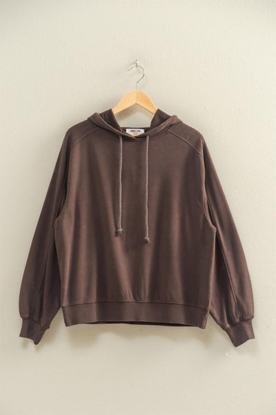 Dark Brown Mineral Wash Hooded Pullover