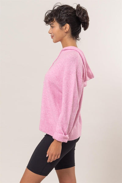 Rose Pink Hooded Sweater