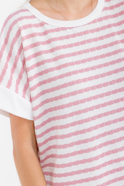 Pink Striped Open Back Knit Top