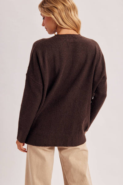 Chocolate Center Seam Oversized Knit Sweater