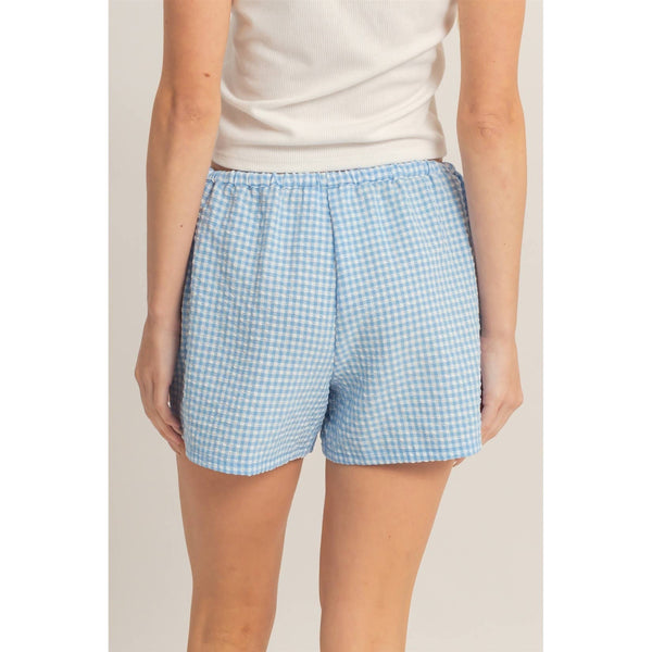 Blue Gingham Relaxed Fit Shorts