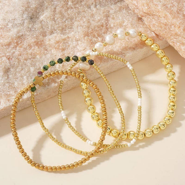Amethyst Pearl Chain Stretch Bracelet
