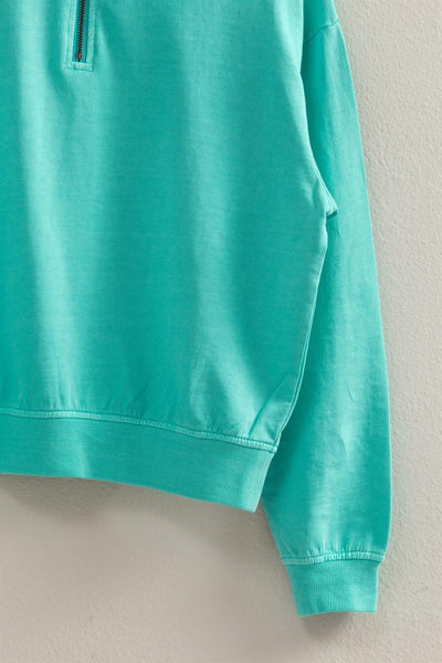 Turquoise Half Zip Sweatshirt