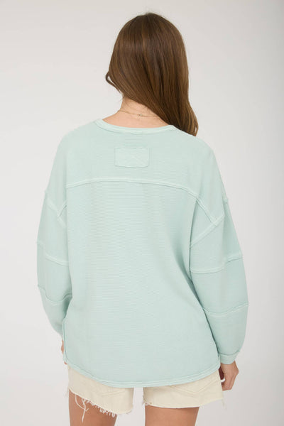 Exposed Seam Long Sleeve Knit Top