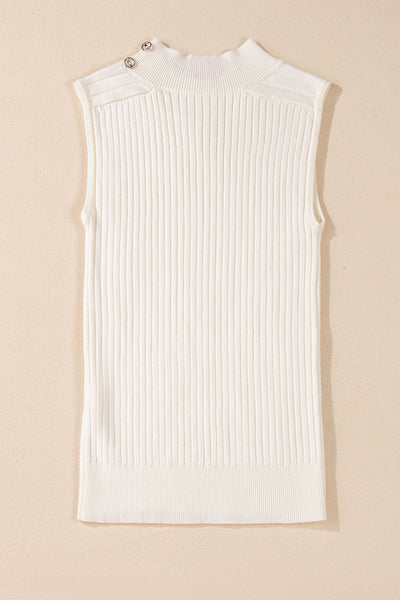 Ivory Ribbed Mock Neck Tank Top