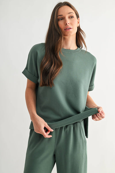 Eldergreen Luxe Sand Wash Rib Lounge Tee