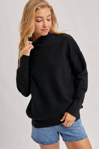 Black Funnel Neck Sweater