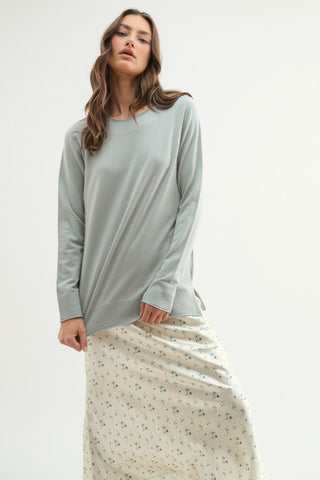 Mint Lightweight Side Slit Sweater