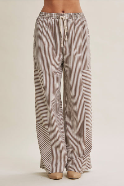 Coffee Stripe Wide Leg Pants
