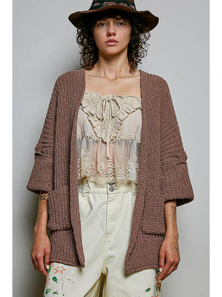 Mocha Oversized Chenille Cardigan