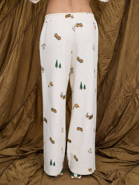 Cream Camping Wide Leg Lounge Pants