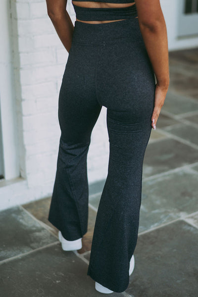Charcoal Cropped Tank & Flares Lounge Set
