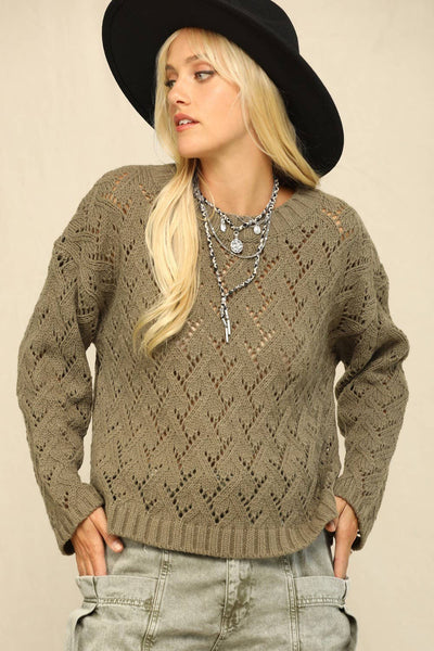 Olive Diamond Cut Sweater
