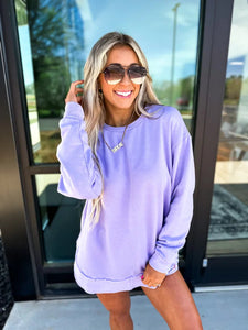 Lilac Rounded Hem Crewneck Pullover