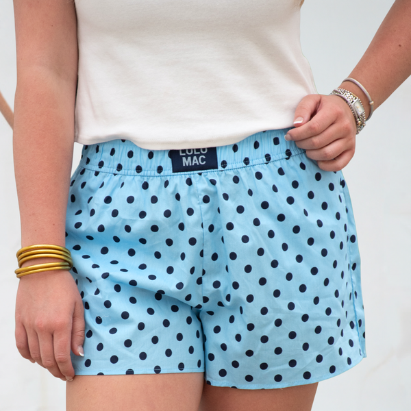 Light Blue & Navy Polka Dot Boxer Shorts