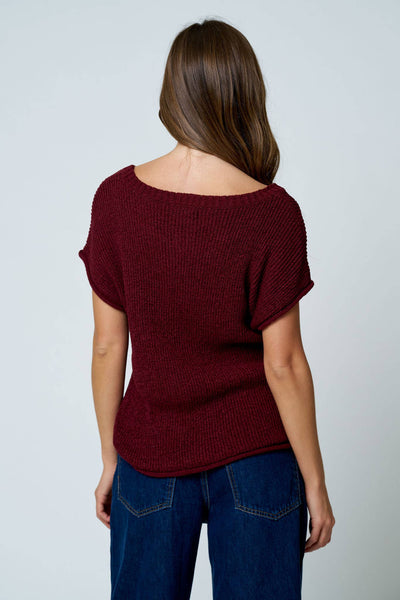 Burgundy Relaxed Sweater Knit Top