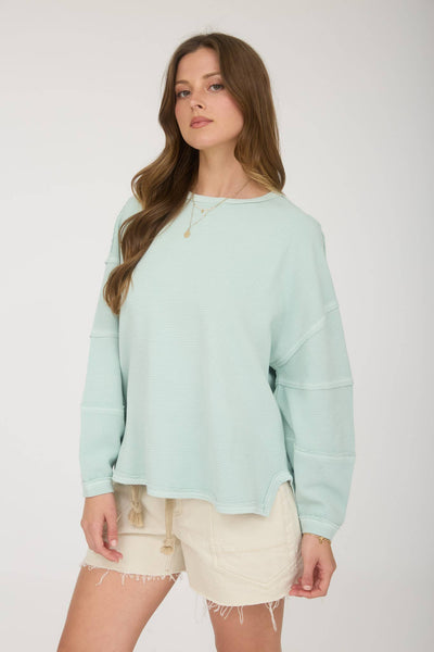 Exposed Seam Long Sleeve Knit Top