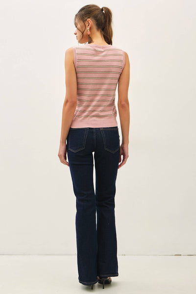 Pink Striped Sweater Tank