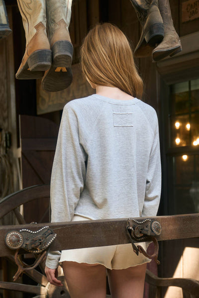 Heather Grey USA Raw Hem Knit Top
