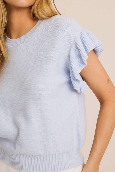 Baby Blue Ruffle Sleeve Knit Top