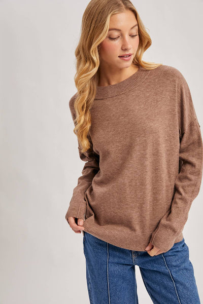 Mocha Soft Knit Crewneck Sweater