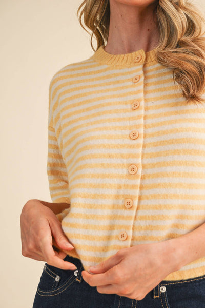 Butter Stripe Short Sleeve Cardigan