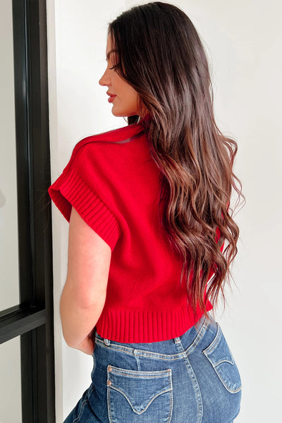 Red Heartbreaker Short Sleeve Sweater
