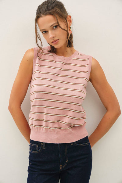 Pink Striped Sweater Tank