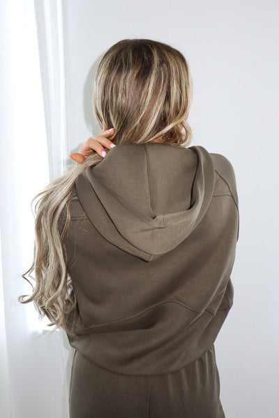 Army Green Scuba Hooded Pullover