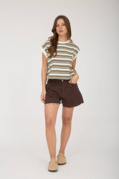 Multicolor Striped Cap Sleeve Top