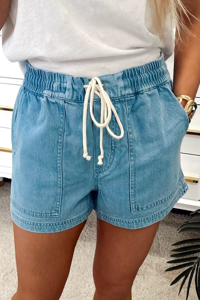 Denim Drawstring Shorts