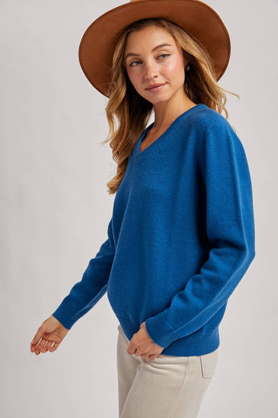 Teal V-Neck Knit Sweater