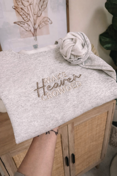 Oatmeal Heather Make Heaven Crowded Embroidered Sweatshirt
