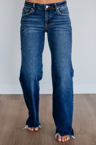 Risen Penelope Low-Rise Wide Leg Jeans