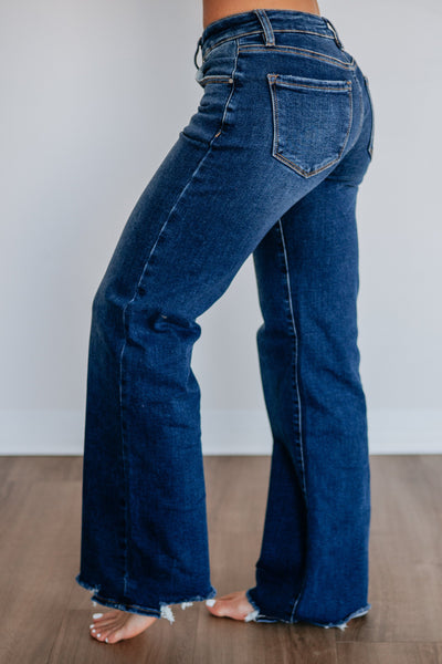 Risen Penelope Low-Rise Wide Leg Jeans