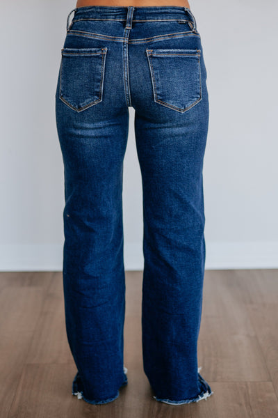 Risen Penelope Low-Rise Wide Leg Jeans