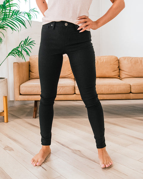 Black Hyperstretch Mid-Rise Pants