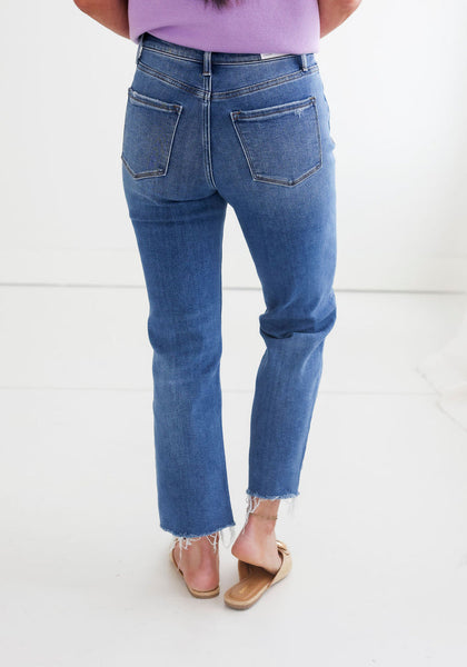 Lovervet Frayed Hem Crop Straight Jeans