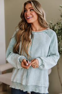 Mineral Blue Raglan Sleeve Sweatshirt