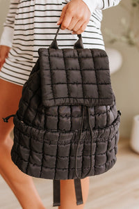 Black Quilted Puffer Backpack