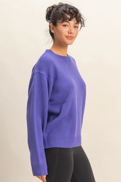 Iris Purple Crew Neck Sweater