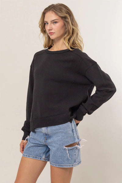 Black Seam Detail Sweatshirt