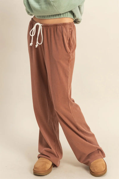 Chestnut Mineral Wash Drawstring Lounge Pants