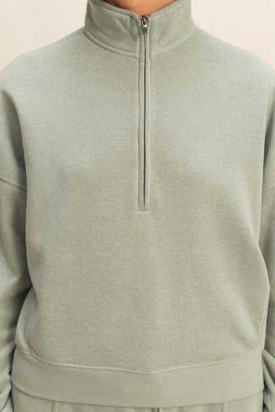 Sage Green Half-Zip Sweatshirt