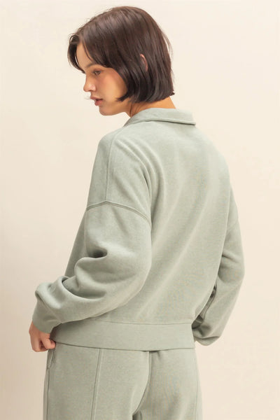Sage Green Half-Zip Sweatshirt